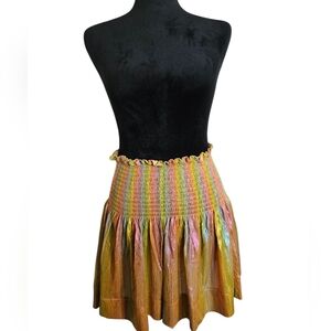 Queen of Sparkles Gold Rainbow Iridescent Swing Shorts Size M NEW